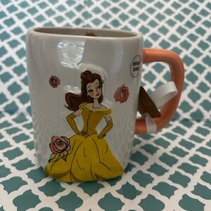 Rae Dunn Disney Princess Belle White and peach handle Mug